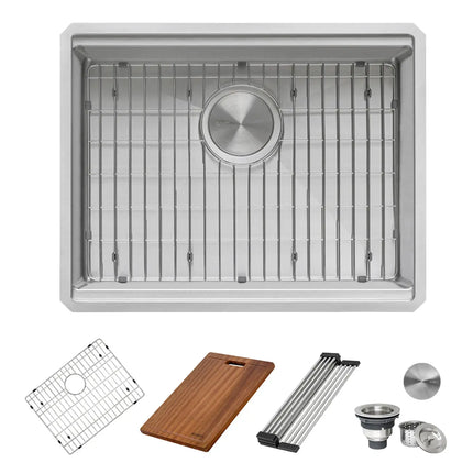 Ruvati 24-inch Workstation Rounded Corners Undermount Ledge Kitchen Sink with Accessories - RVH8324 Ruvati