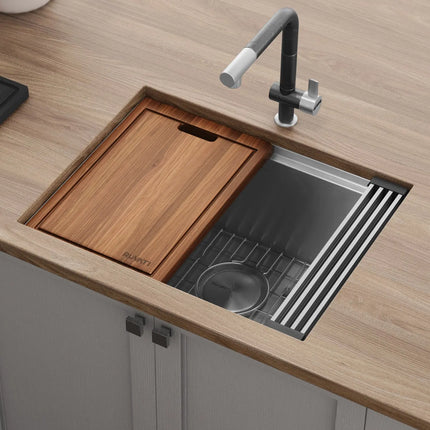 Ruvati 24-inch Workstation Rounded Corners Undermount Ledge Kitchen Sink with Accessories - RVH8324 Ruvati