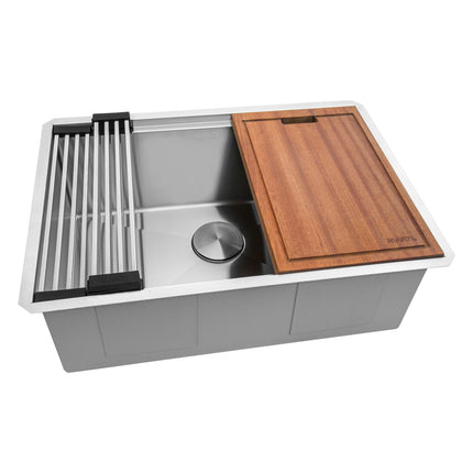 Ruvati 27-inch Workstation Rounded Corners Undermount Ledge Kitchen Sink with Accessories - RVH8327 Ruvati
