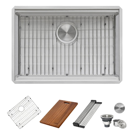 Ruvati 27-inch Workstation Rounded Corners Undermount Ledge Kitchen Sink with Accessories - RVH8327 Ruvati