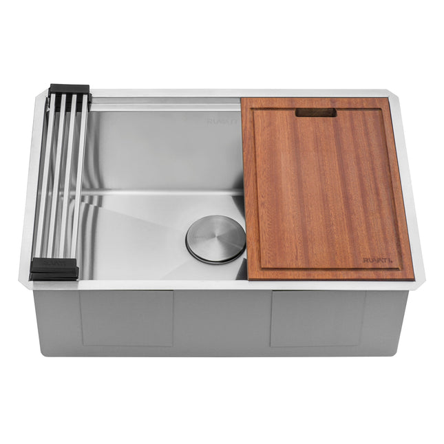 Ruvati 27-inch Workstation Rounded Corners Undermount Ledge Kitchen Sink with Accessories - RVH8327 Ruvati