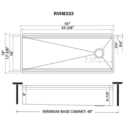 Ruvati 45-inch Workstation Two-Tiered Ledge Kitchen Sink Undermount 16 Gauge Stainless Steel - RVH8333 Ruvati