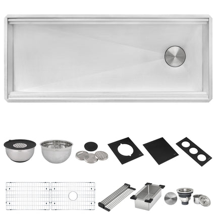 Ruvati 45-inch Workstation Two-Tiered Ledge Kitchen Sink Undermount 16 Gauge Stainless Steel - RVH8335 Ruvati