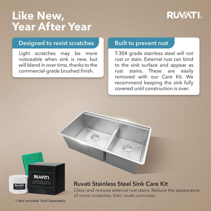 Ruvati 28-inch Workstation Sink 60/40 Double Bowl Undermount Low Divide 16 Gauge Stainless Steel - RVH8341 Ruvati