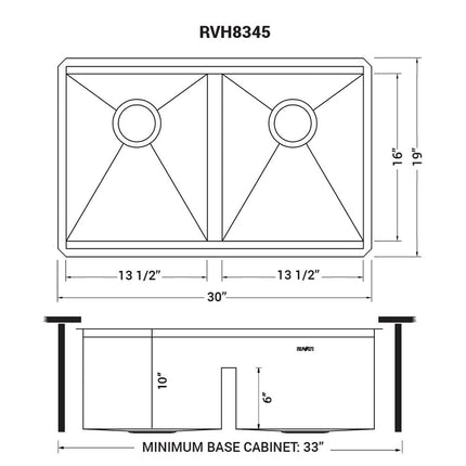 Ruvati 30-inch Workstation Ledge 50/50 Double Bowl Undermount 16 Gauge Stainless Steel Kitchen Sink - RVH8345 Ruvati