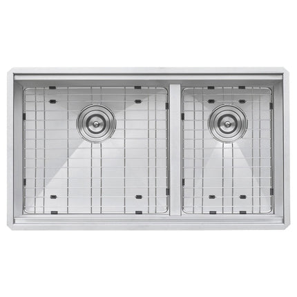 Ruvati 33-inch Workstation Ledge 60/40 Double Bowl Undermount 16 Gauge Stainless Steel Kitchen Sink - RVH8356 Ruvati