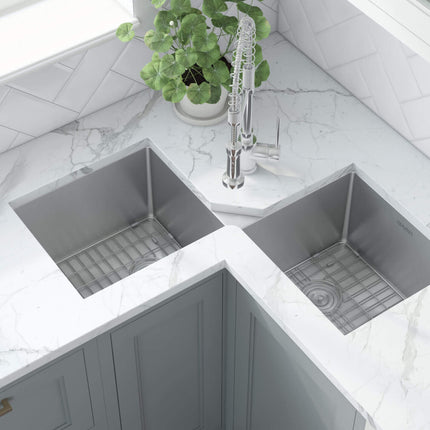 Ruvati Corner Butterfly Undermount Kitchen Sink 16 Gauge 44" Double Bowl - RVH8400 Ruvati
