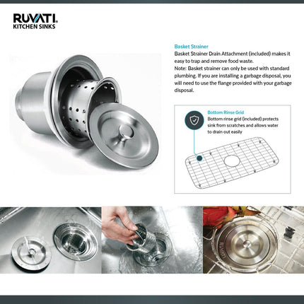 Ruvati Corner Butterfly Undermount Kitchen Sink 16 Gauge 44" Double Bowl - RVH8400 Ruvati