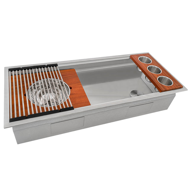 Ruvati 45-inch Workstation Two-Tiered Ledge Kitchen Sink Drop-in Topmount 16 Gauge Stainless Steel - RVH8433 Ruvati