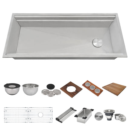 Ruvati 45-inch Workstation Two-Tiered Ledge Kitchen Sink Drop-in Topmount 16 Gauge Stainless Steel - RVH8433 Ruvati