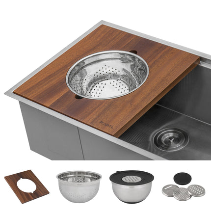 Ruvati 45-inch Workstation Two-Tiered Ledge Kitchen Sink Drop-in Topmount 16 Gauge Stainless Steel - RVH8433 Ruvati