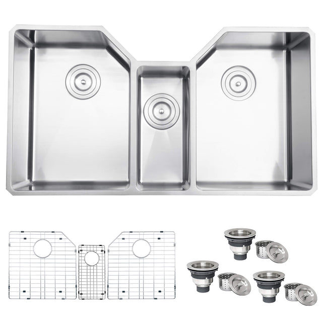 Ruvati 35" Triple Bowl Undermount 16 Gauge Stainless Steel Kitchen Sink - RVH8500 Ruvati