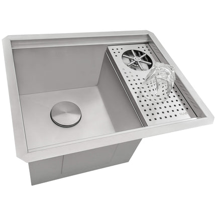 Ruvati 22 inch Glass Rinser and Sink Combo for Wet Bar Bottle Washer Station Undermount Stainless Steel - RVH8542ST Ruvati