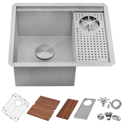 Ruvati 22 inch Glass Rinser and Sink Combo for Wet Bar Bottle Washer Station Undermount Stainless Steel - RVH8542ST Ruvati