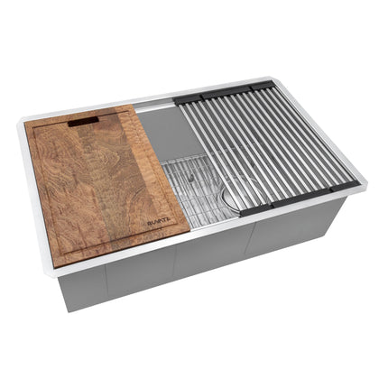 Ruvati 27-inch Workstation Slope Bottom Offset Drain Undermount 16 Gauge Kitchen Sink - RVH8570 Ruvati
