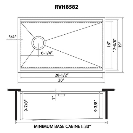 Ruvati 30-inch Workstation Slope Bottom Offset Drain Undermount 16 Gauge Kitchen Sink - RVH8582 Ruvati