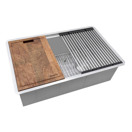 Ruvati 36-inch Workstation Slope Bottom Offset Drain Undermount 16 Gauge Kitchen Sink - RVH8596 Ruvati