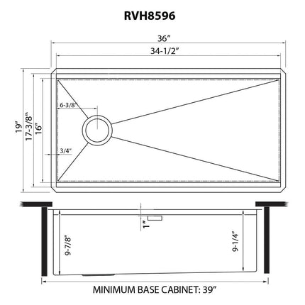Ruvati 36-inch Workstation Slope Bottom Offset Drain Undermount 16 Gauge Kitchen Sink - RVH8596 Ruvati