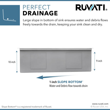 Ruvati 33-inch Workstation Slope Bottom Offset Drain Undermount 16 Gauge Kitchen Sink - RVH8597 Ruvati