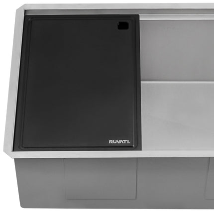 Ruvati 33-inch Workstation Slope Bottom Offset Drain Undermount 16 Gauge Kitchen Sink - RVH8597 Ruvati