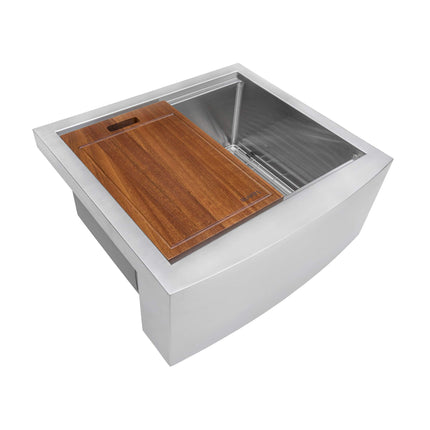 Ruvati 24-inch Apron-front Workstation Farmhouse Kitchen Sink 16 Gauge Stainless Steel Single Bowl - RVH9020 Ruvati