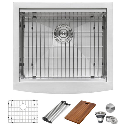 Ruvati 24-inch Apron-front Workstation Farmhouse Kitchen Sink 16 Gauge Stainless Steel Single Bowl - RVH9020 Ruvati