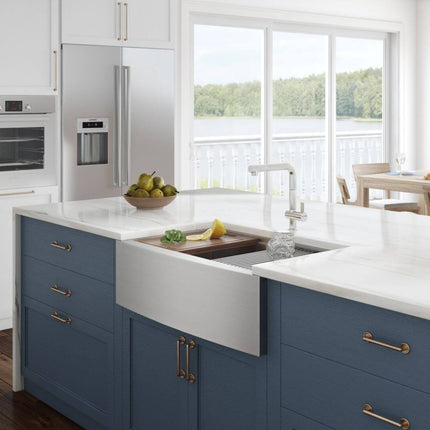 Ruvati 30-inch Apron-front Workstation Farmhouse Kitchen Sink 16 Gauge Stainless Steel Single Bowl - RVH9100 Ruvati