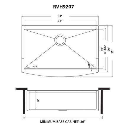 Ruvati 33-inch Matte Gold Workstation Apron-Front Brass Tone Stainless Steel Kitchen Sink - RVH9207GG Ruvati