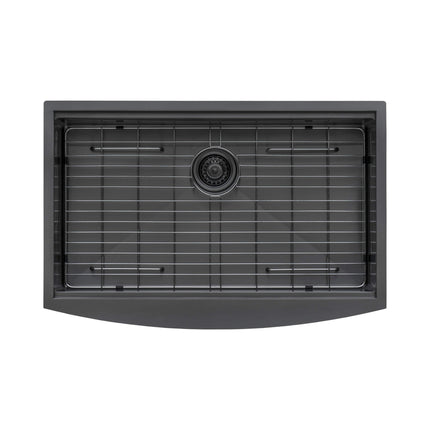 Ruvati 33-inch Gunmetal Black Workstation Apron-Front Stainless Steel Kitchen Sink - RVH9207BL Ruvati
