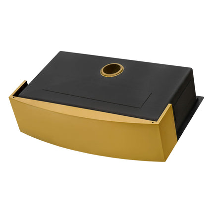 Ruvati 33-inch Matte Gold Workstation Apron-Front Brass Tone Stainless Steel Kitchen Sink - RVH9207GG Ruvati