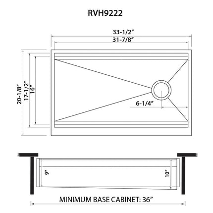Ruvati 33-inch Workstation Two-Tiered Ledge Kitchen Sink Apron-Front 16 Gauge Stainless Steel - RVH9222 Ruvati