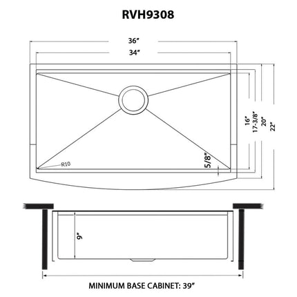 Ruvati 36-inch Matte Gold Workstation Apron-Front Brass Tone Stainless Steel Kitchen Sink - RVH9308GG Ruvati