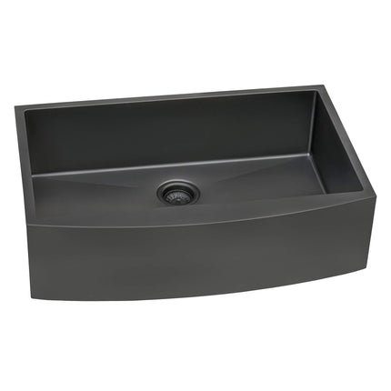 Ruvati 30-inch Apron-Front Farmhouse Kitchen Sink - Gunmetal Black Matte Stainless Steel Single Bowl - RVH9660BL Ruvati