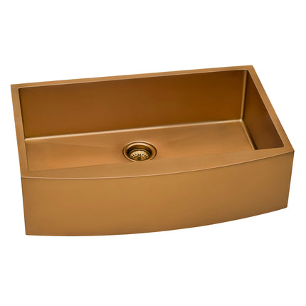 Ruvati 30-inch Apron-Front Farmhouse Kitchen Sink - Copper Tone Matte Bronze Stainless Steel Single Bowl - RVH9660CP Ruvati