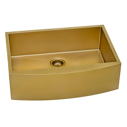 Ruvati 30-inch Apron-Front Farmhouse Kitchen Sink - Brass Tone Matte Gold Stainless Steel Single Bowl - RVH9660GG Ruvati