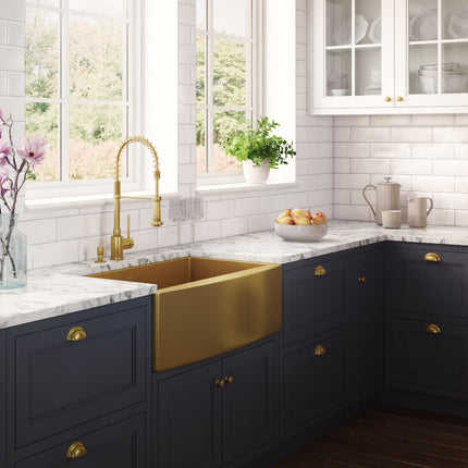 Ruvati 30-inch Apron-Front Farmhouse Kitchen Sink - Brass Tone Matte Gold Stainless Steel Single Bowl - RVH9660GG Ruvati