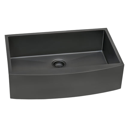 Ruvati 33-inch Apron-Front Farmhouse Kitchen Sink - Gunmetal Black Matte Stainless Steel Single Bowl - RVH9733BL Ruvati