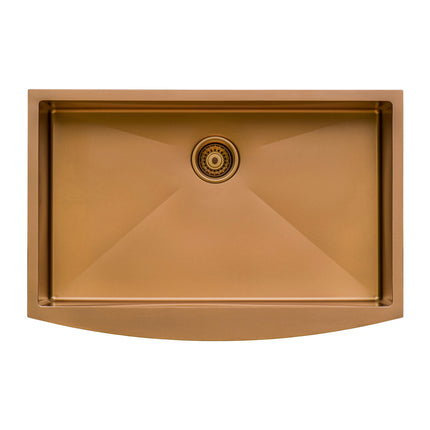 Ruvati 33-inch Apron-Front Farmhouse Kitchen Sink - Copper Tone Matte Bronze Stainless Steel Single Bowl - RVH9733CP Ruvati