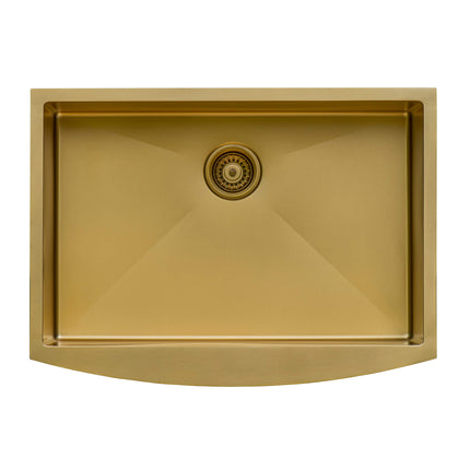 Ruvati 33-inch Apron-Front Farmhouse Kitchen Sink - Brass Tone Matte Gold Stainless Steel Single Bowl - RVH9733GG Ruvati