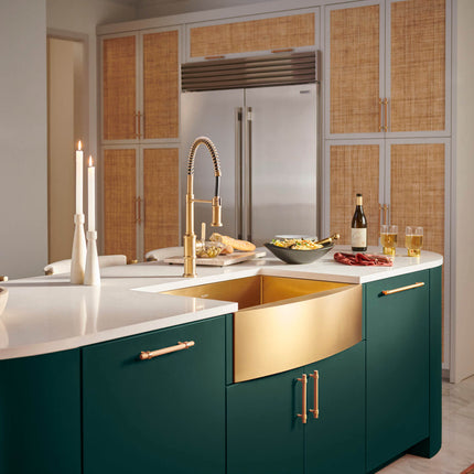 Ruvati 33-inch Apron-Front Farmhouse Kitchen Sink - Brass Tone Matte Gold Stainless Steel Single Bowl - RVH9733GG Ruvati