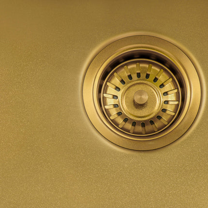 Ruvati 33-inch Satin Brass Matte Gold Stainless Steel 60/40 Double Bowl Apron-Front Farmhouse Kitchen Sink - RVH9742GG Ruvati