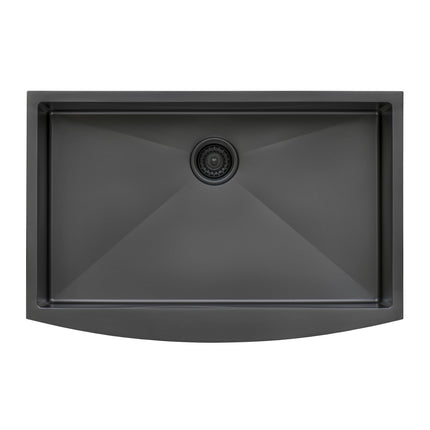 Ruvati 36-inch Apron-Front Farmhouse Kitchen Sink - Gunmetal Black Matte Stainless Steel Single Bowl - RVH9880BL Ruvati
