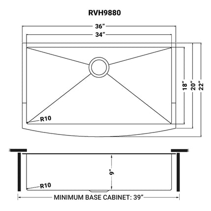 Ruvati 36-inch Apron-Front Farmhouse Kitchen Sink - Brass Tone Matte Gold Stainless Steel Single Bowl - RVH9880GG Ruvati