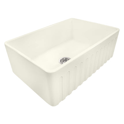 Ruvati 30 x 20 inch Fireclay Reversible Farmhouse Apron-Front Kitchen Sink Single Bowl - Biscuit - RVL2100BS Ruvati