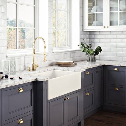 Ruvati 30 x 20 inch Fireclay Reversible Farmhouse Apron-Front Kitchen Sink Single Bowl - Biscuit - RVL2100BS Ruvati