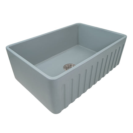 Ruvati 30 x 20 inch Fireclay Reversible Farmhouse Apron-Front Kitchen Sink Single Bowl - Gray - RVL2100GR Ruvati