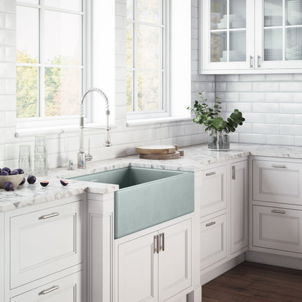 Ruvati 30 x 20 inch Fireclay Reversible Farmhouse Apron-Front Kitchen Sink Single Bowl - Gray - RVL2100GR Ruvati