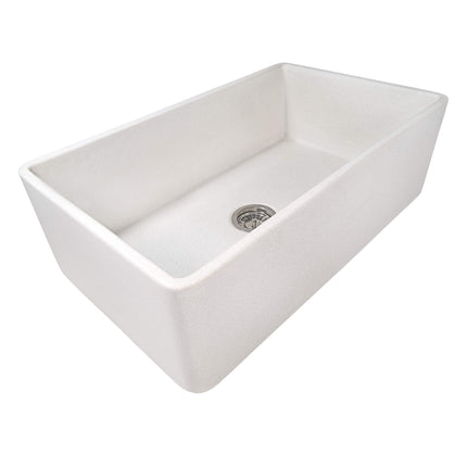 Ruvati 33 x 20 inch Fireclay Reversible Farmhouse Distressed Finish Apron-Front Kitchen Sink - Crackled White - RVL2300CR Ruvati