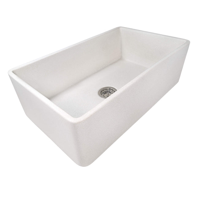 Ruvati 33 x 20 inch Fireclay Reversible Farmhouse Distressed Finish Apron-Front Kitchen Sink - Crackled White - RVL2300CR Ruvati