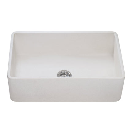 Ruvati 33 x 20 inch Fireclay Reversible Farmhouse Distressed Finish Apron-Front Kitchen Sink - Crackled White - RVL2300CR Ruvati